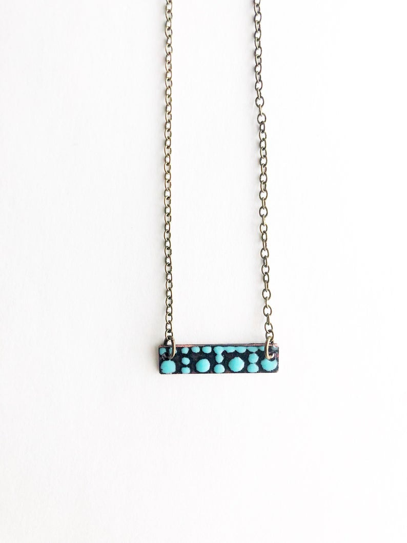 Reversible Bar Necklace - Aqua