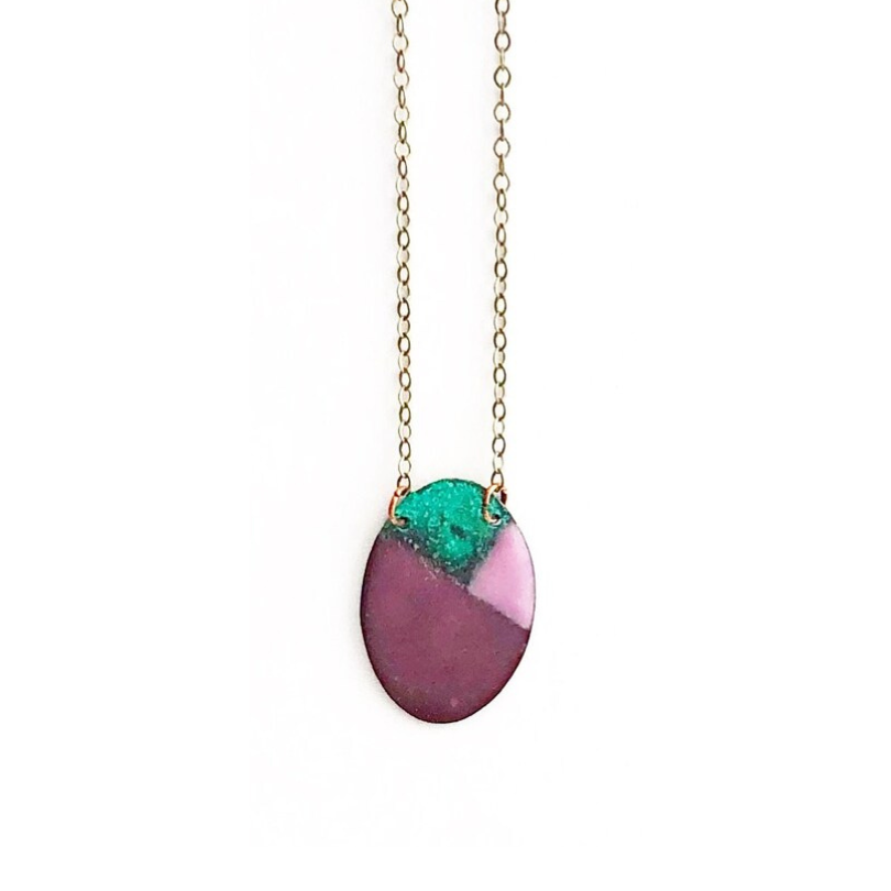 Reversible Purple Oval | Necklace