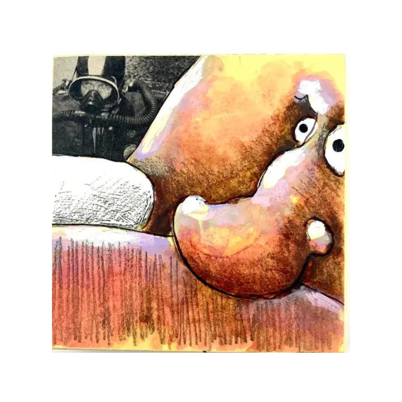 Dive Gear Store | Mixed Media on Wood Block