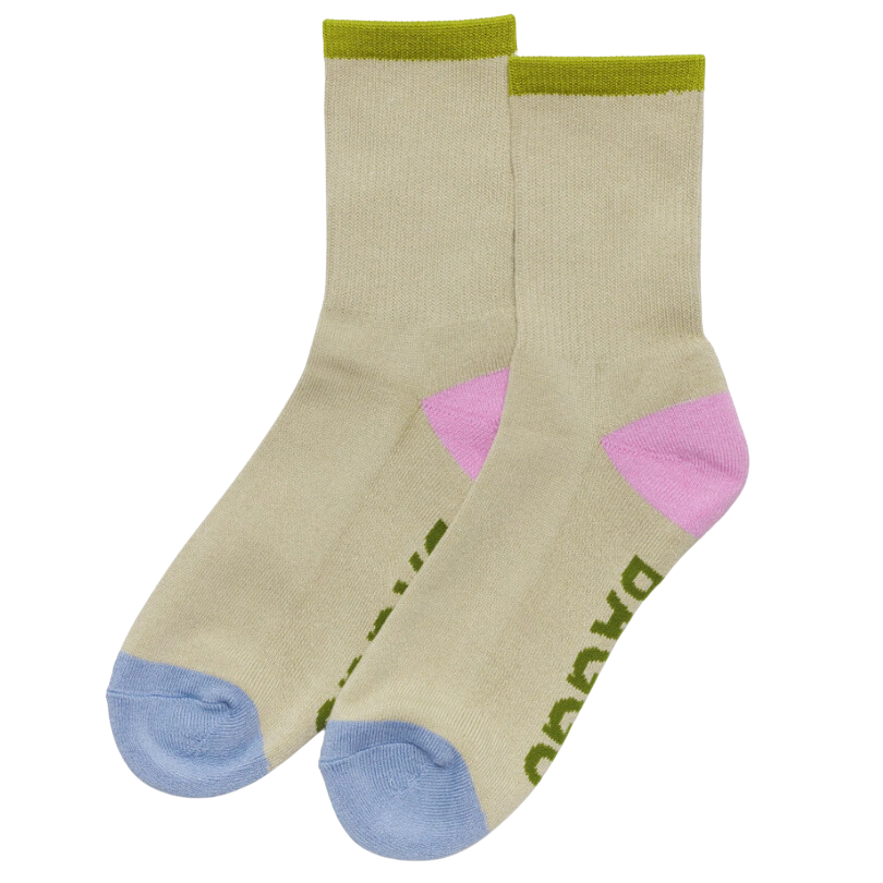 Colorblock Ribbed Sock - Stone, S/M