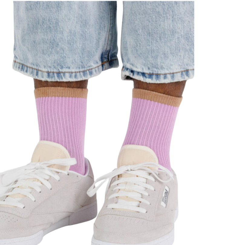 Colorblock Ribbed Sock - Peony, S/M