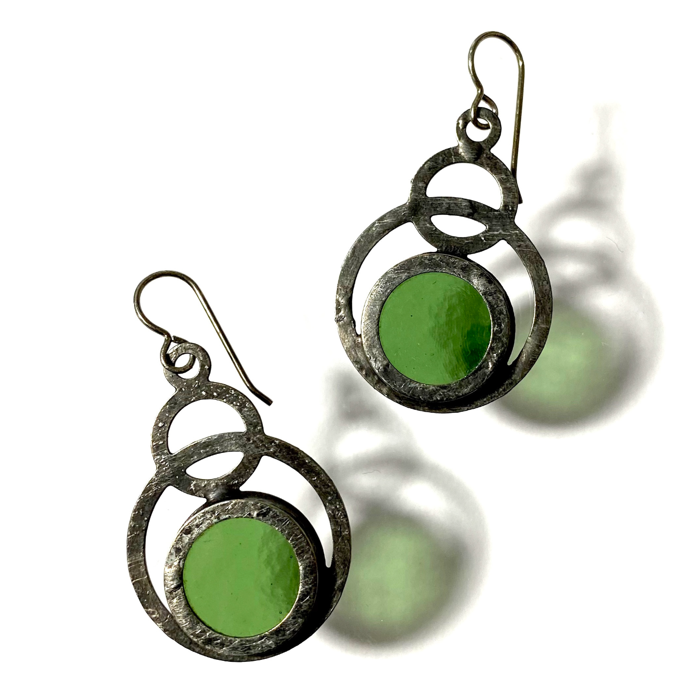 Eclipse Stained Glass Earrings - Olive