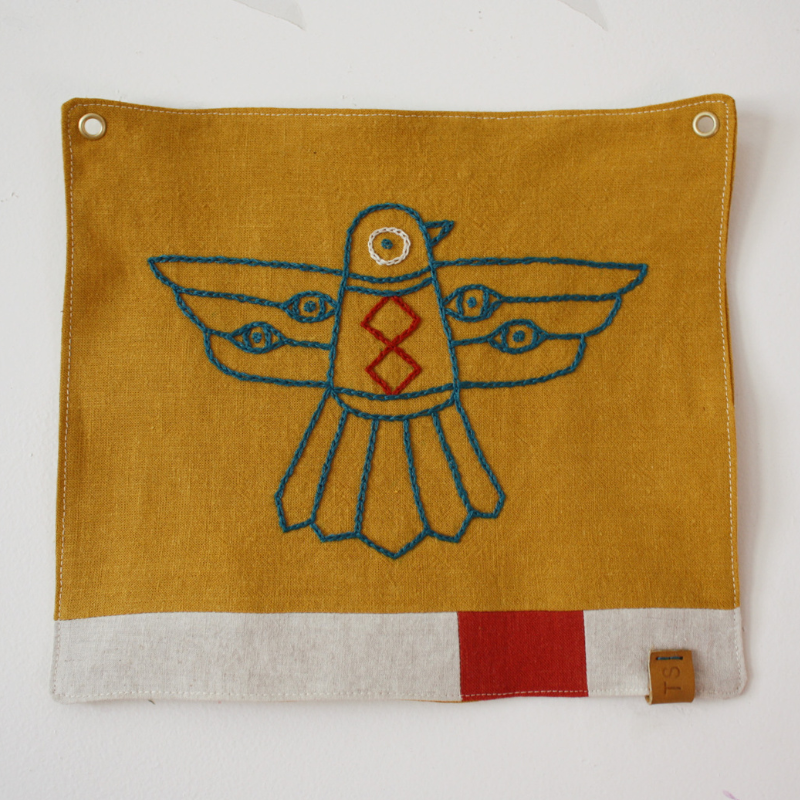 "Eye Bird" Hand Embroidered Tapestry