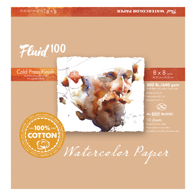 FLUID 100 EZ - 300lb Coldpress Watercolor Block - 8x8