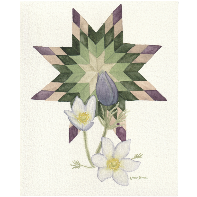 Pasque and Stars | Watercolor on Paper