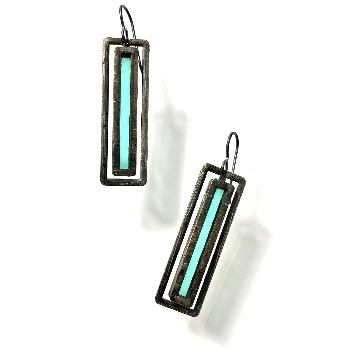 Atrium Stained Glass Earrings - Aqua