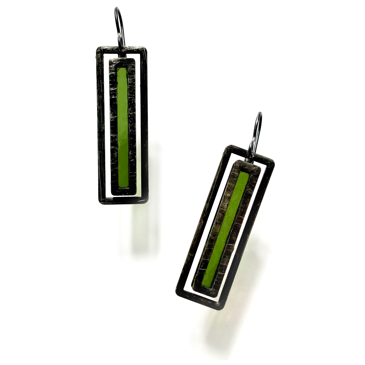 Atrium Stained Glass Earrings - Olive