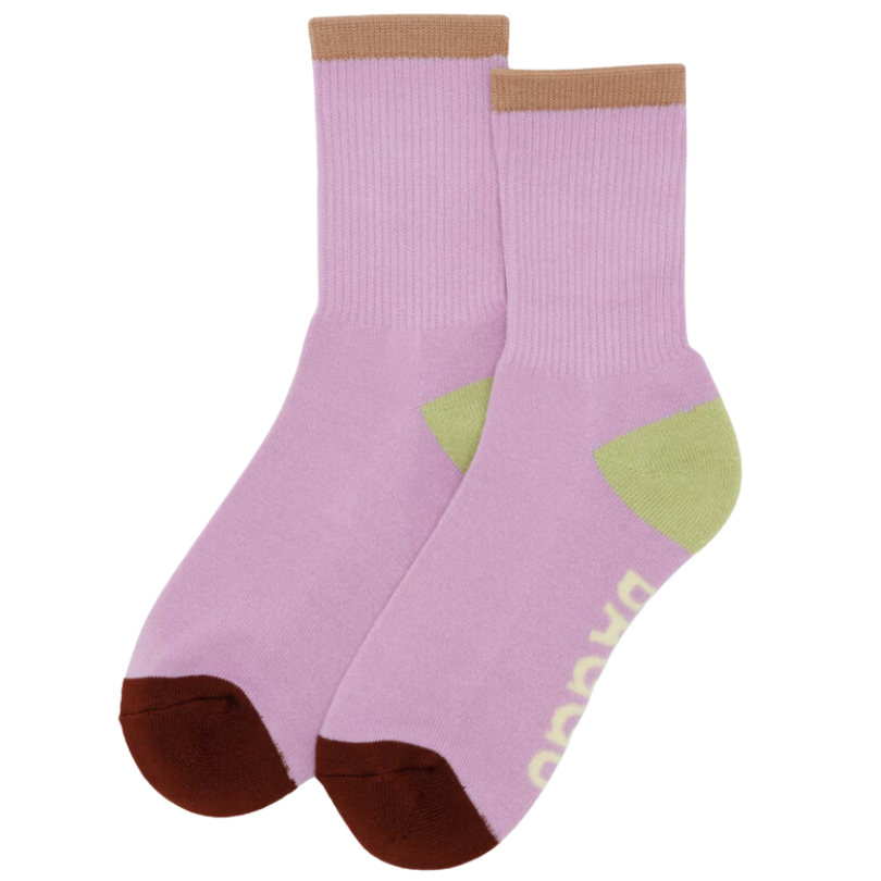 Colorblock Ribbed Sock - Peony, S/M