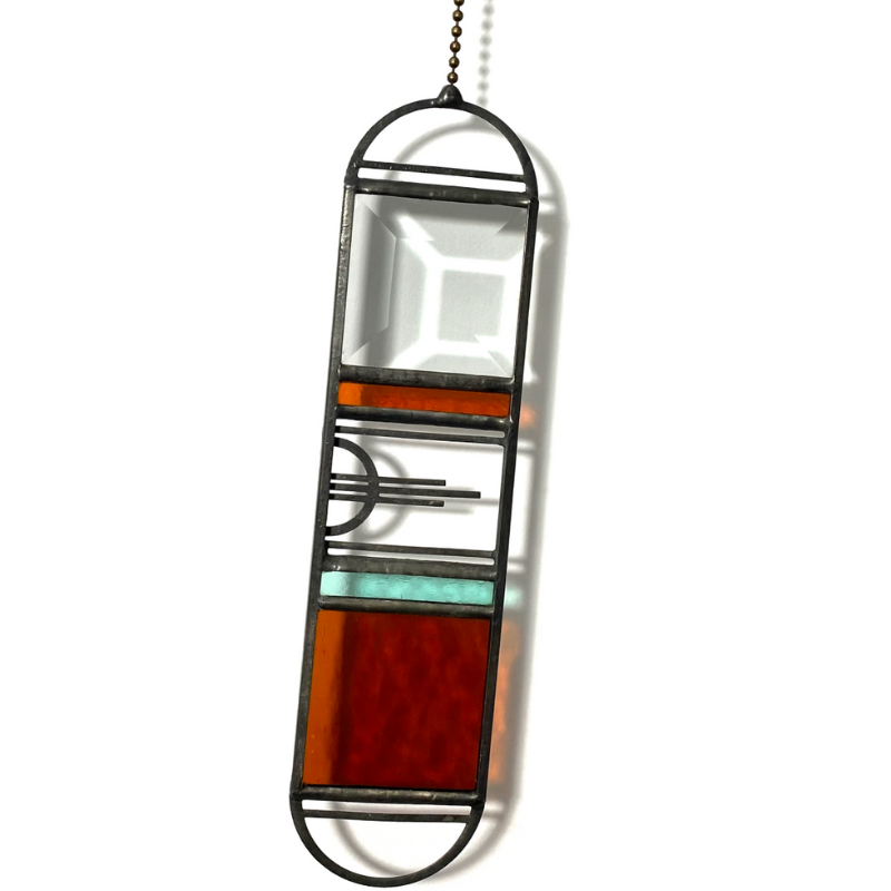 Sunburst Stained Glass Suncatcher In Dark Amber