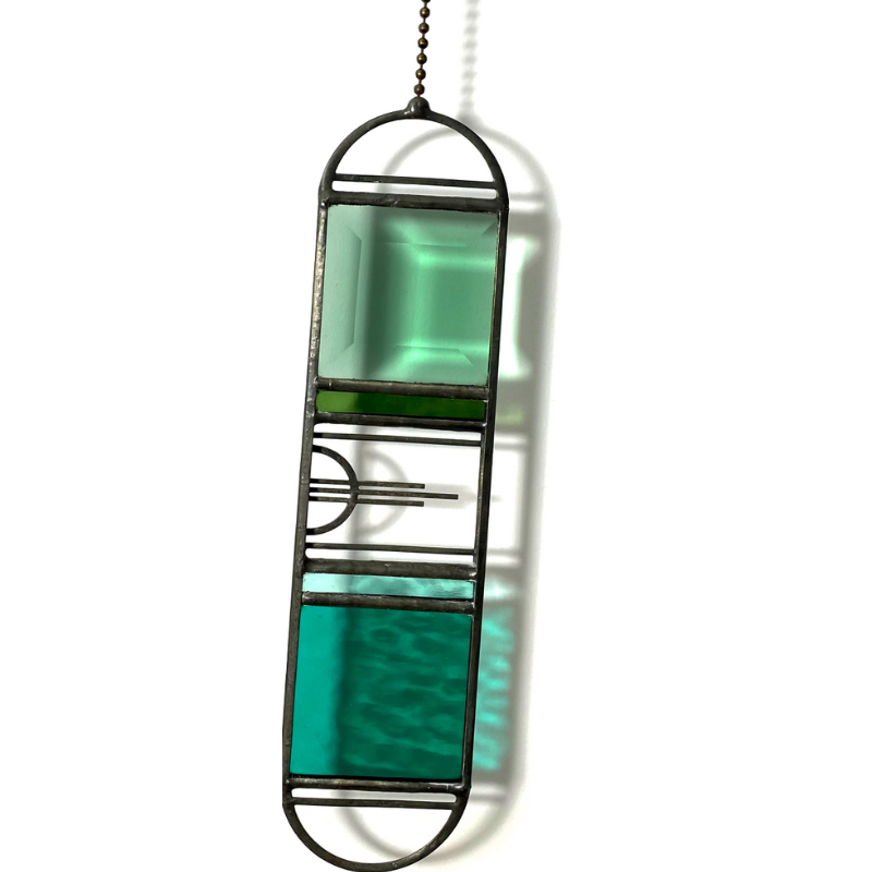 Sunburst Stained Glass Suncatcher In Teal