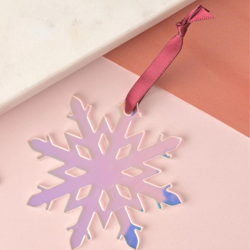 Holographic Snowflake Tree Ornament