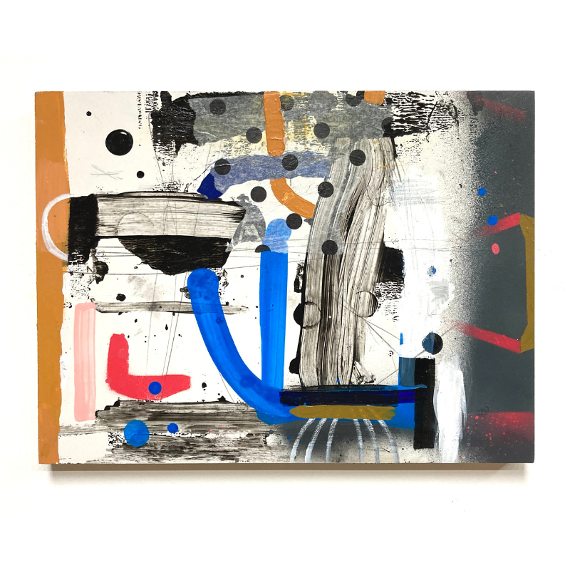 Visibly Worn | Acrylic, Spray Paint, & Paper on Panel