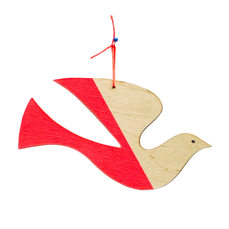 Neon Red Peace Bird | Tree Ornament
