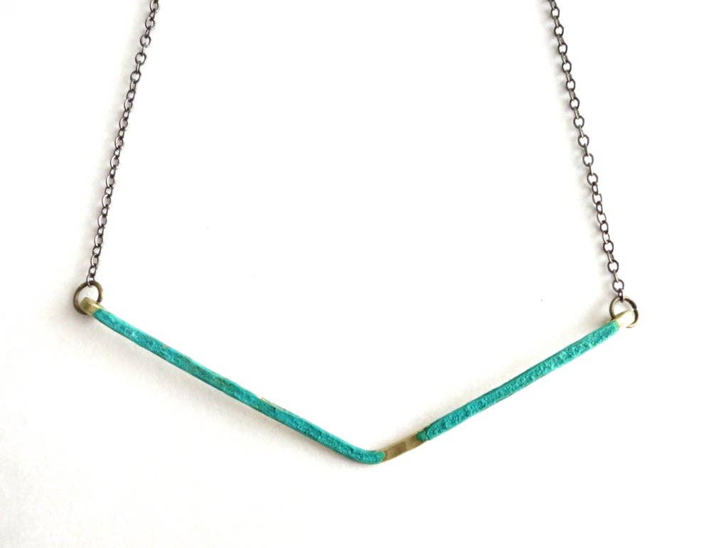 Chevron Verdigris Patina Necklace