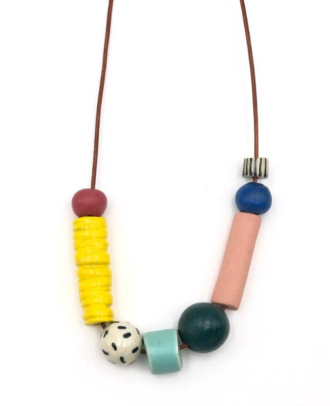 Polka Dots & Peach | Ceramic Necklace