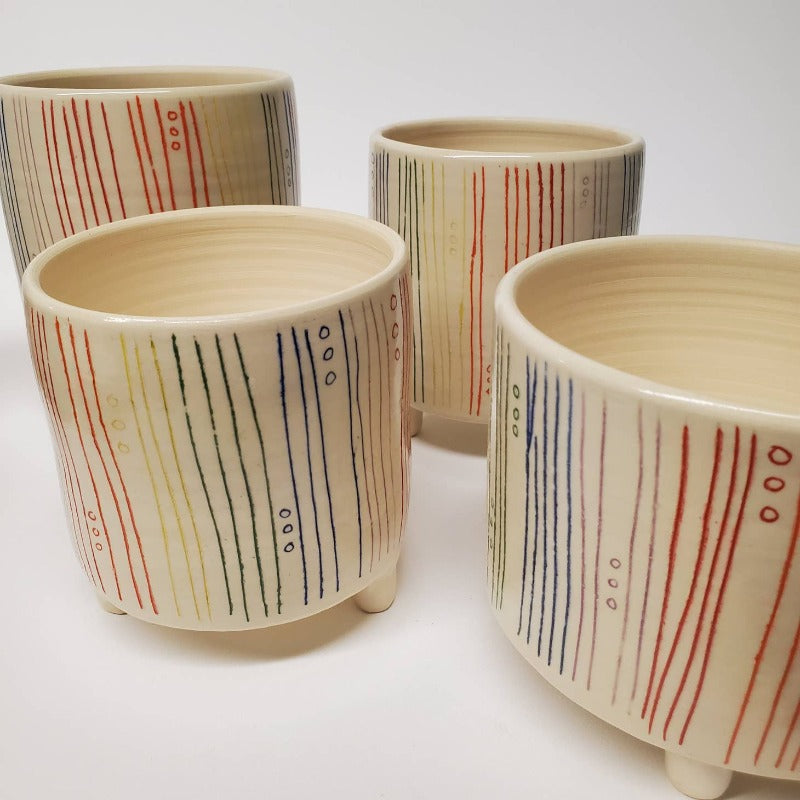 Handmade Rainbow Stripe Planter