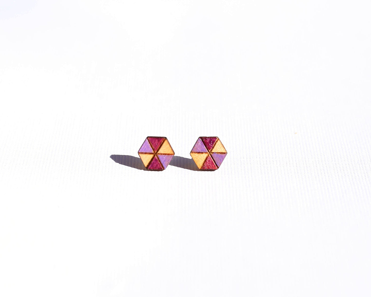 Purple Hex | Wood Stud Earring