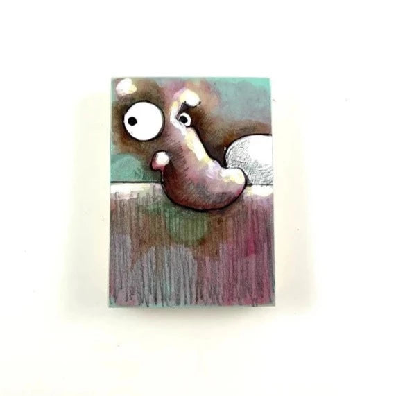 What Was That | Mixed Media on Wood Block