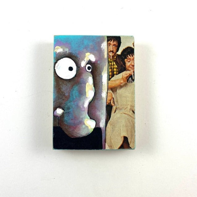 What Kind of Hair Salon is This? | Mixed Media on Wood Block