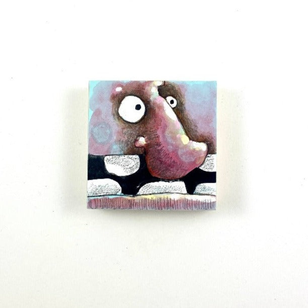 Tell Me More | Mixed Media on Wood Block