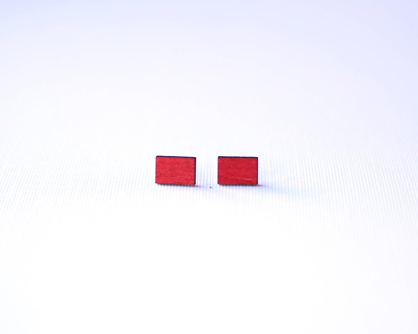 Red Rectangle | Wood Stud Earrings