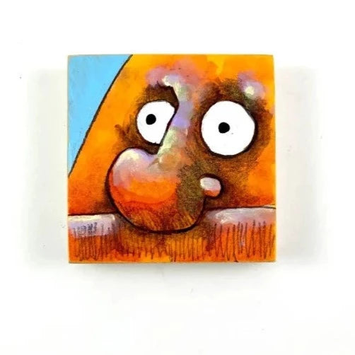 What is That? | Mixed Media on Wood Block