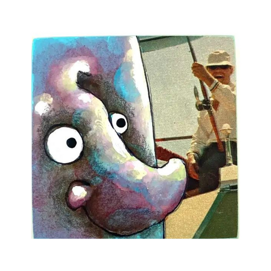Fishing Trip pt 2 | Mixed Media  on Wood Block