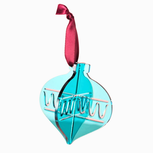 Teal Retro 3D Tree Ornament