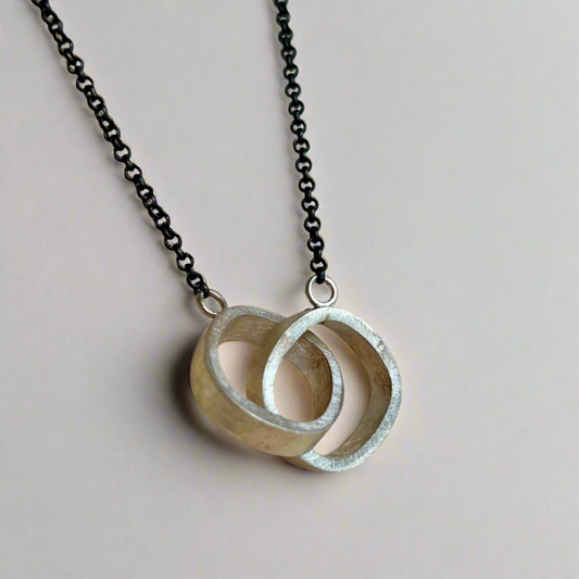Interlocking Silver Rings Necklace