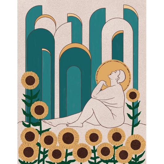 Art Deco Woman + Sunflowers | Giclée Print