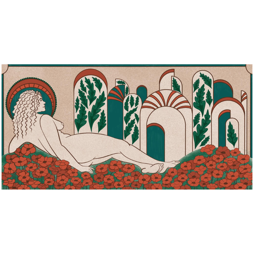 Art Deco Woman + Poppies | Giclée Print