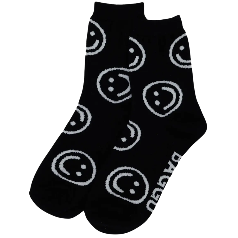 Crew Sock - Black Smiley