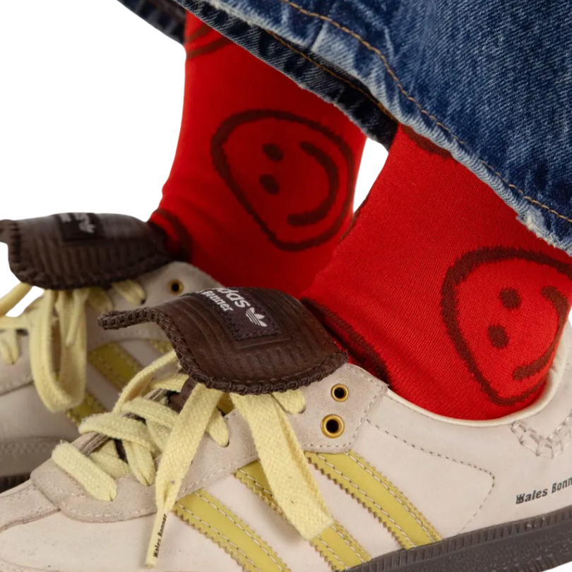 Crew Sock - Red Smiley