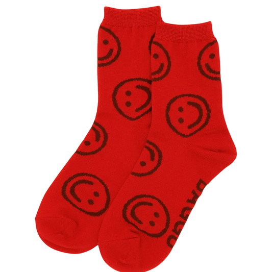 Crew Sock - Red Smiley