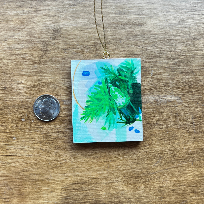 Green Light with Blue Dots - Miniature Still Life Painting