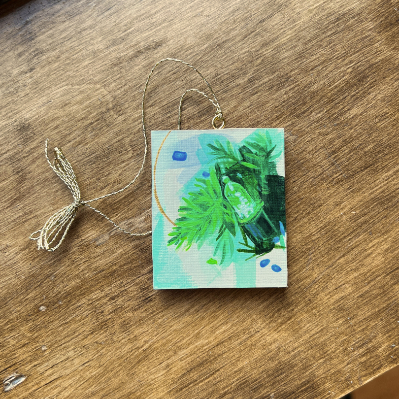 Green Light with Blue Dots - Miniature Still Life Painting