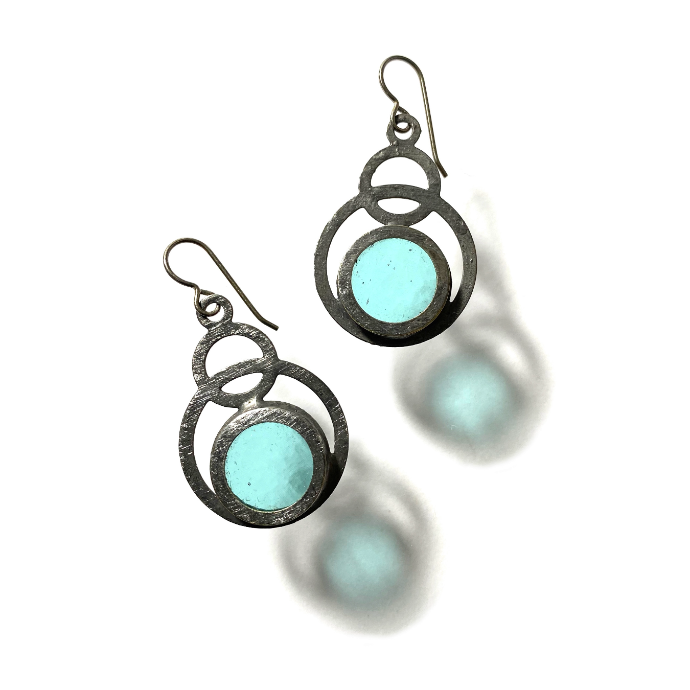 Eclipse Stained Glass Earrings - Aqua