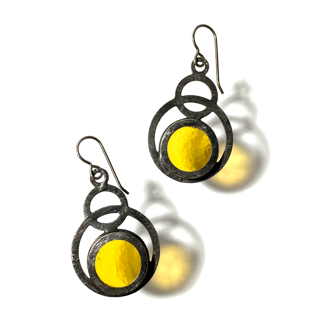 Eclipse Stained Glass Earrings - Light Amber