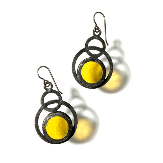 Eclipse Stained Glass Earrings - Light Amber