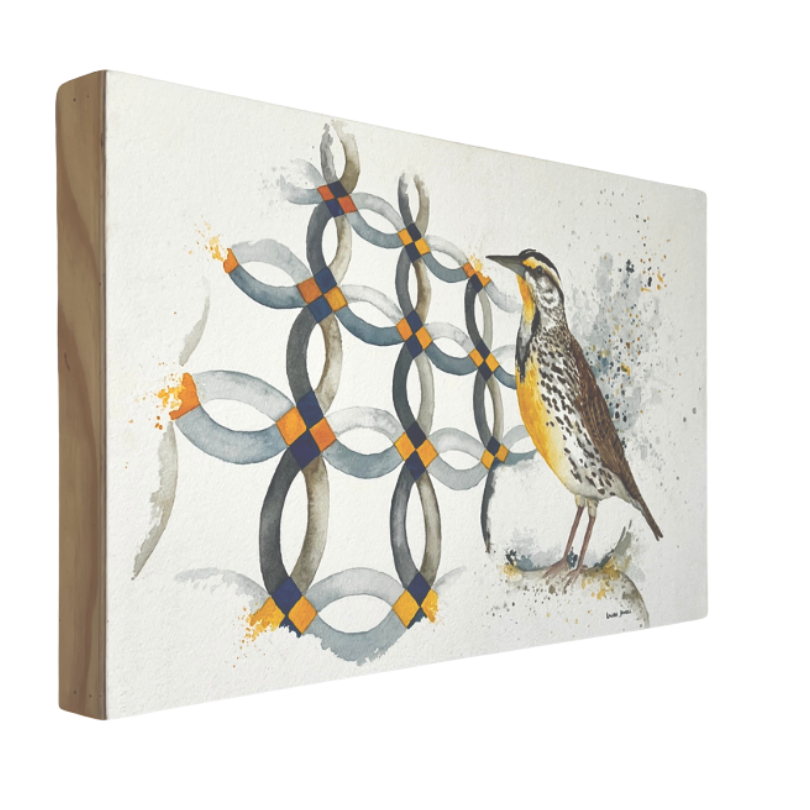 Meadowlark Ring Pattern | Watercolor on Paper Cradled Woodblock