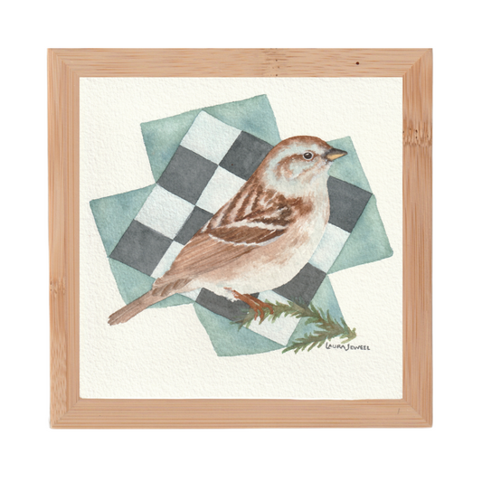 Icy Winter Sparrow | Watercolor on Paper