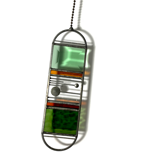 Meridian Stained Glass Suncatcher - Mint + Sage + Dark Amber + Amber