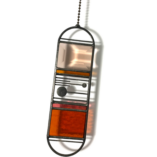 Meridian Stained Glass Suncatcher - Peach + Sunset Coral + Watermelon + Amber