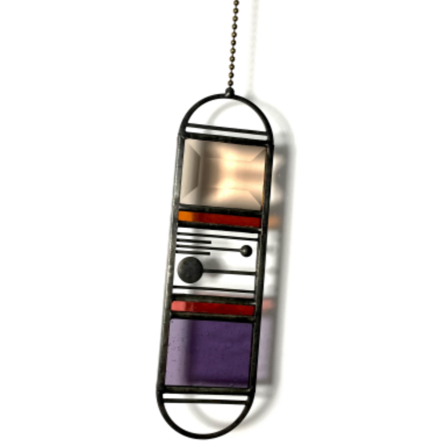 Meridian Stained Glass Suncatcher - Peach + Violet + Sunset Coral + Watermelon