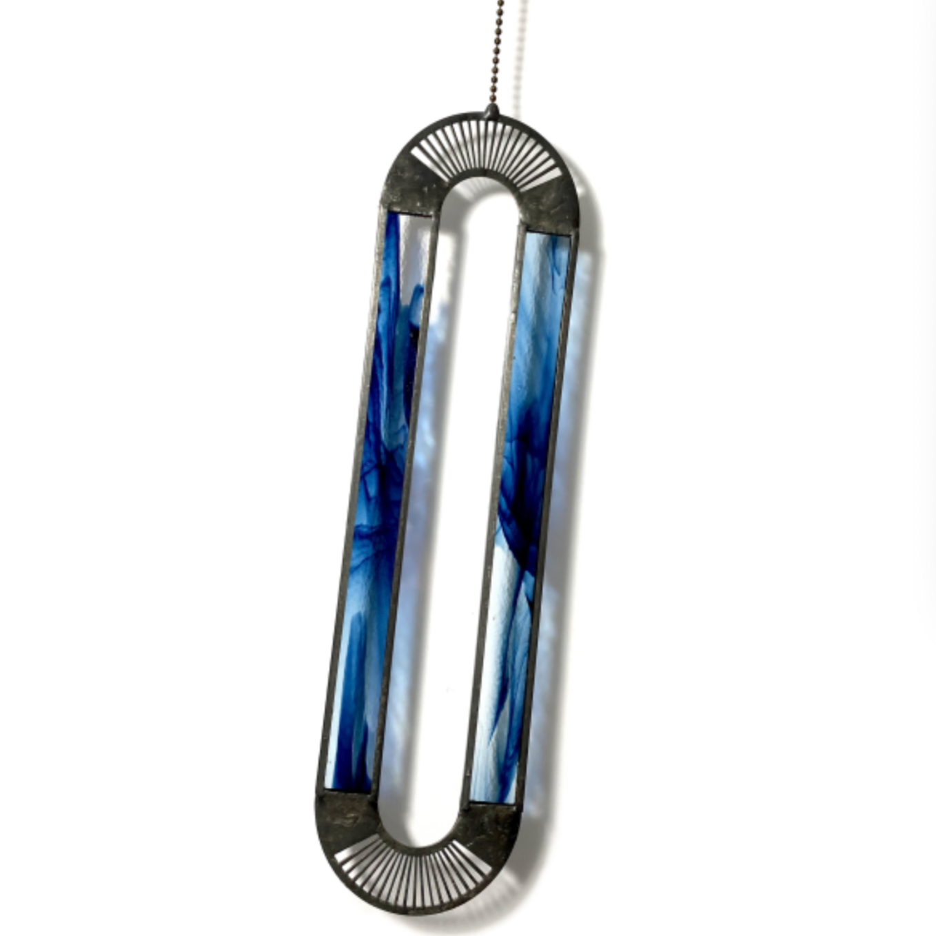 Stadium Marbled Stained Glass Suncatcher - Blue Aventurine