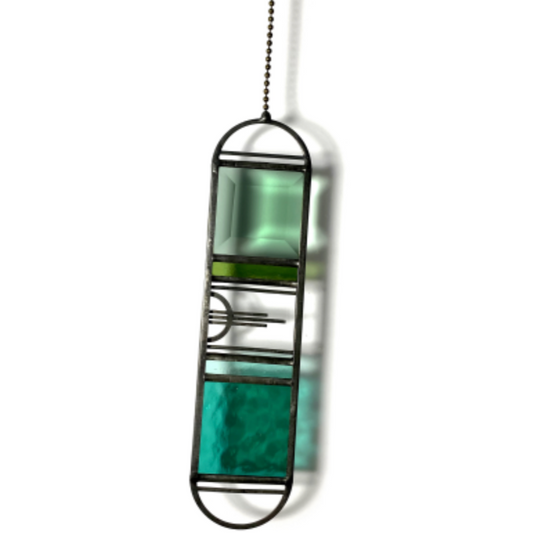 Sunburst Stained Glass Suncatcher - Mint + Teal + Fern + Aqua