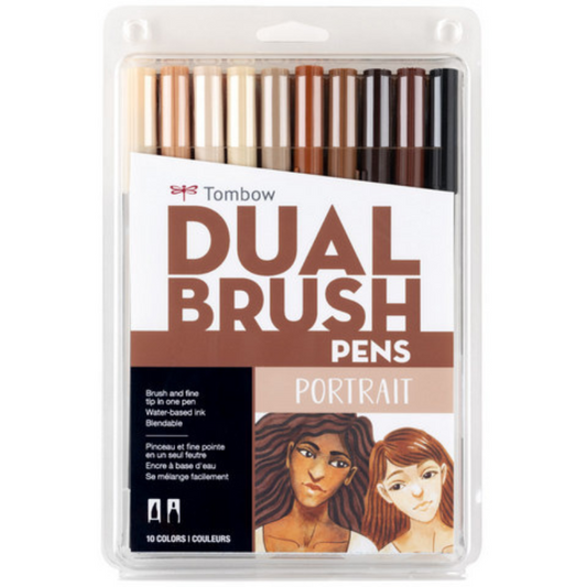 10pc Dual  Brush Pens - Portrait Palette