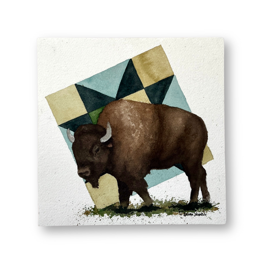 Free Bison | Watercolor Mounted on Panel