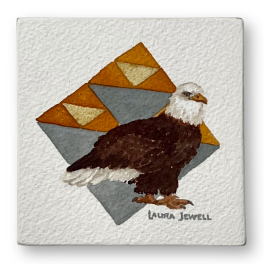 Plain Eagle Block | Watercolor on Paper Cradled Woodblock