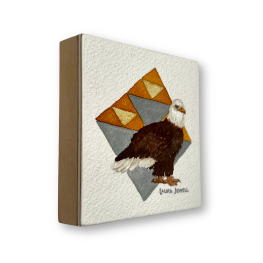 Plain Eagle Block | Watercolor on Paper Cradled Woodblock